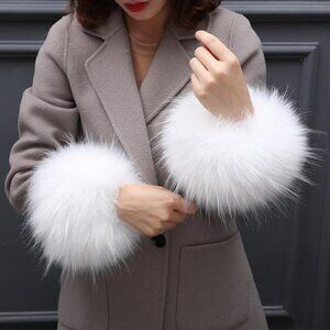 Faux fur white cuffs